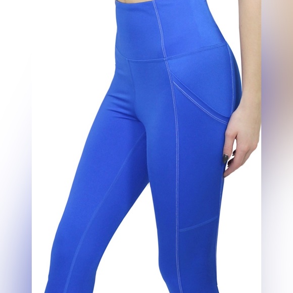 New Marc Defang Blue Contrast Stitch Side Pocket Active Long Leggings - S - Picture 3 of 5